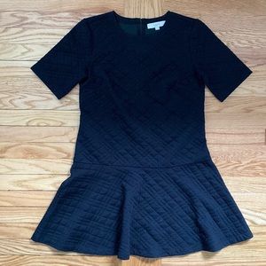 LOFT Black Quilted Shift Dress - Ruffle Hem